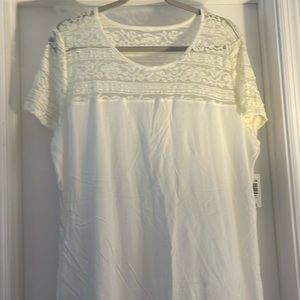 Plus size white lacy shirt